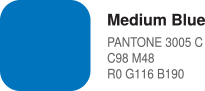 Mediumn Blue, PANTONE 3005 C, C98 M48, R0 G116 B190